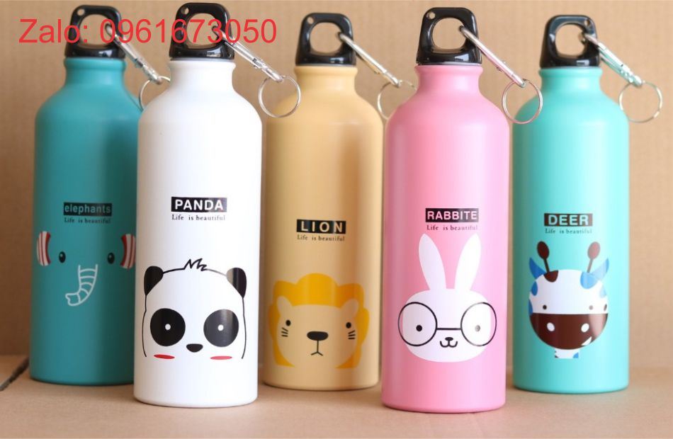 Bình giử nhiệt kim loại dáng thể thao in và khắc logo theo yêu cầu