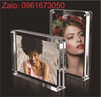 Khung ảnh mica nam châm 2 miếng ghép dày 1 cm in logo theo yêu cầu làm quà tặng