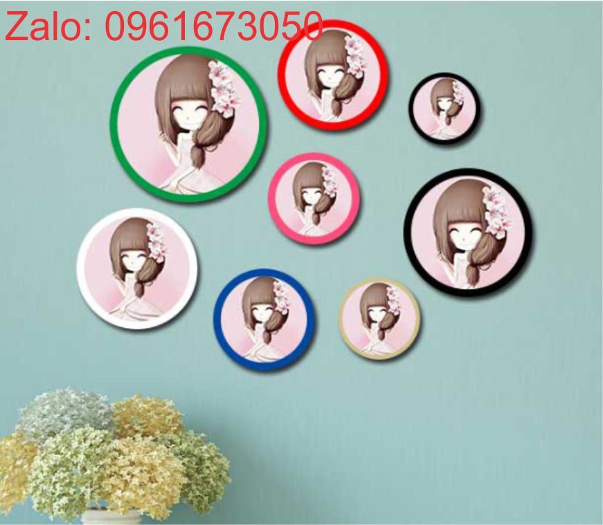 Khung hình gỗ hình tròn in logo khắc laser