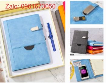 Sổ tay kèm sạc dự phòng in logo theo yêu cầu