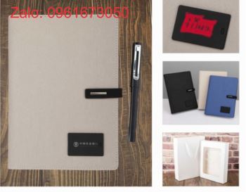 Sổ tay kiêm sạc dự phòng không dây in logo