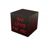Đồng Hồ Gỗ  Để Bàn Hình Vuông Có Nhiệt Độ, Báo Thức, Vuông 10X10 Cm. Mã : Dhb  09